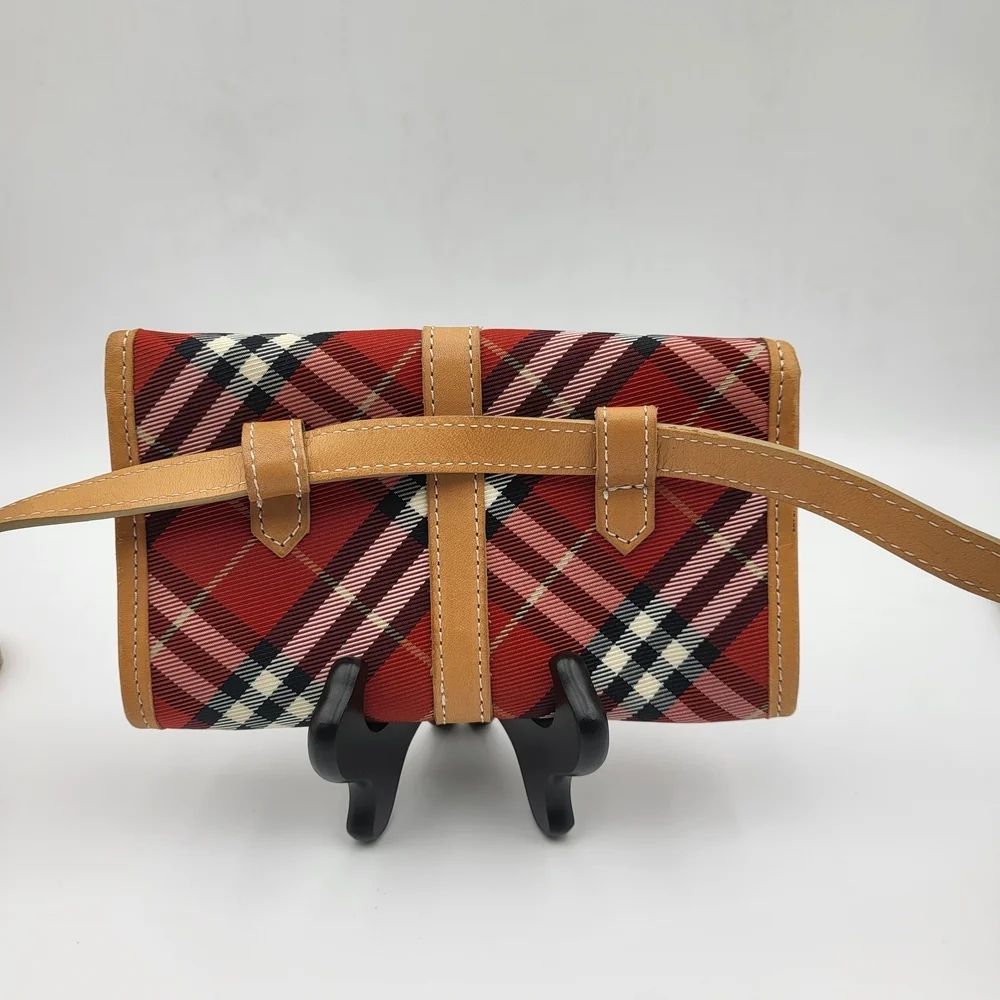 Burberry Nova Check Blue Label Waist Crossbody Bag Canvas Red..Authentic..